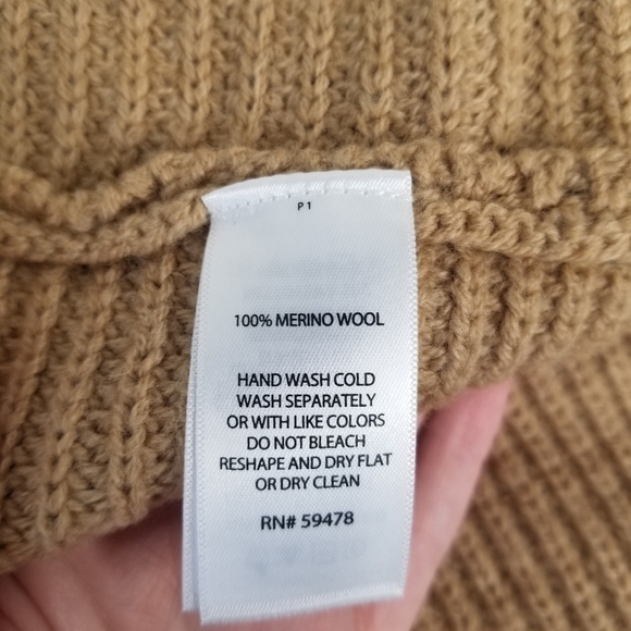 Tahari 100% Extra Fine Merino Wool Long Sleeve Duster Cardigan Camel Brown L - Picture 8 of 13